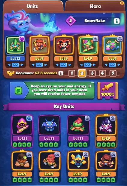 deck building system in rush royale apk mod
