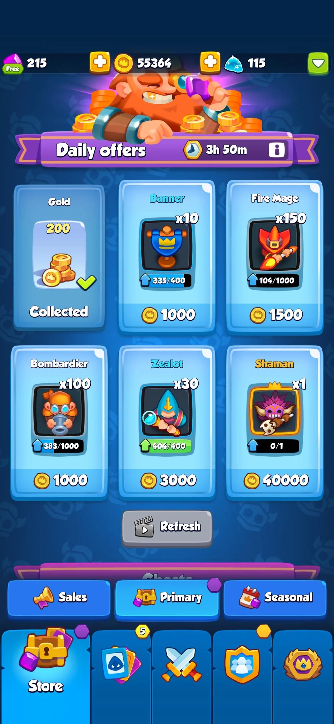 in-game rush royale shop